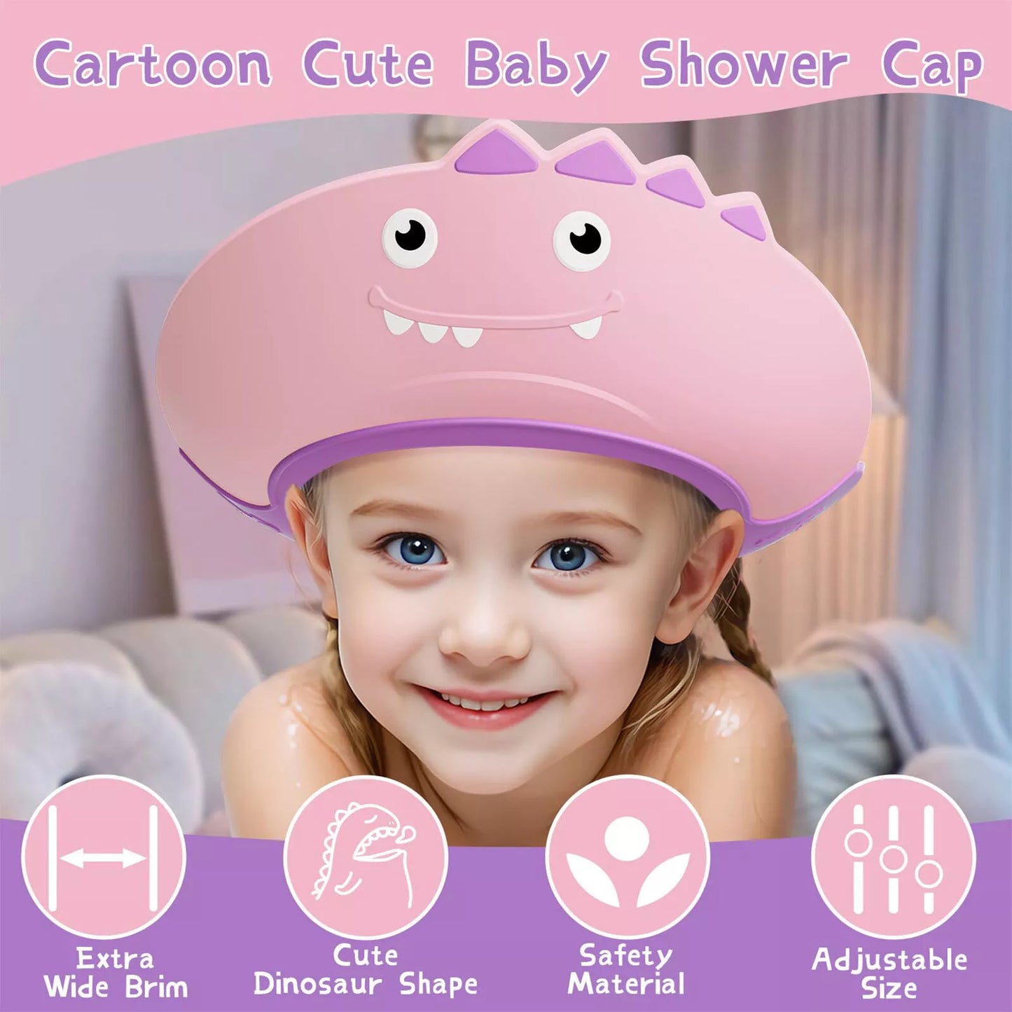 Soft Adjustable Bathing Protection Bath Cap for Toddlers, Baby, Kids, Children