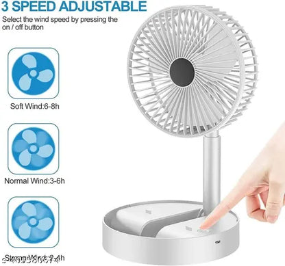 USB Rechargeable Electric Desktop Fan Height Adjustable Foldable & Portable