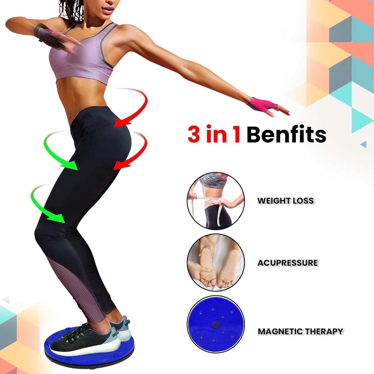 Accupressure with Magnets Reflexology, 5 In 1 Tummy Twister Ab Exerciser